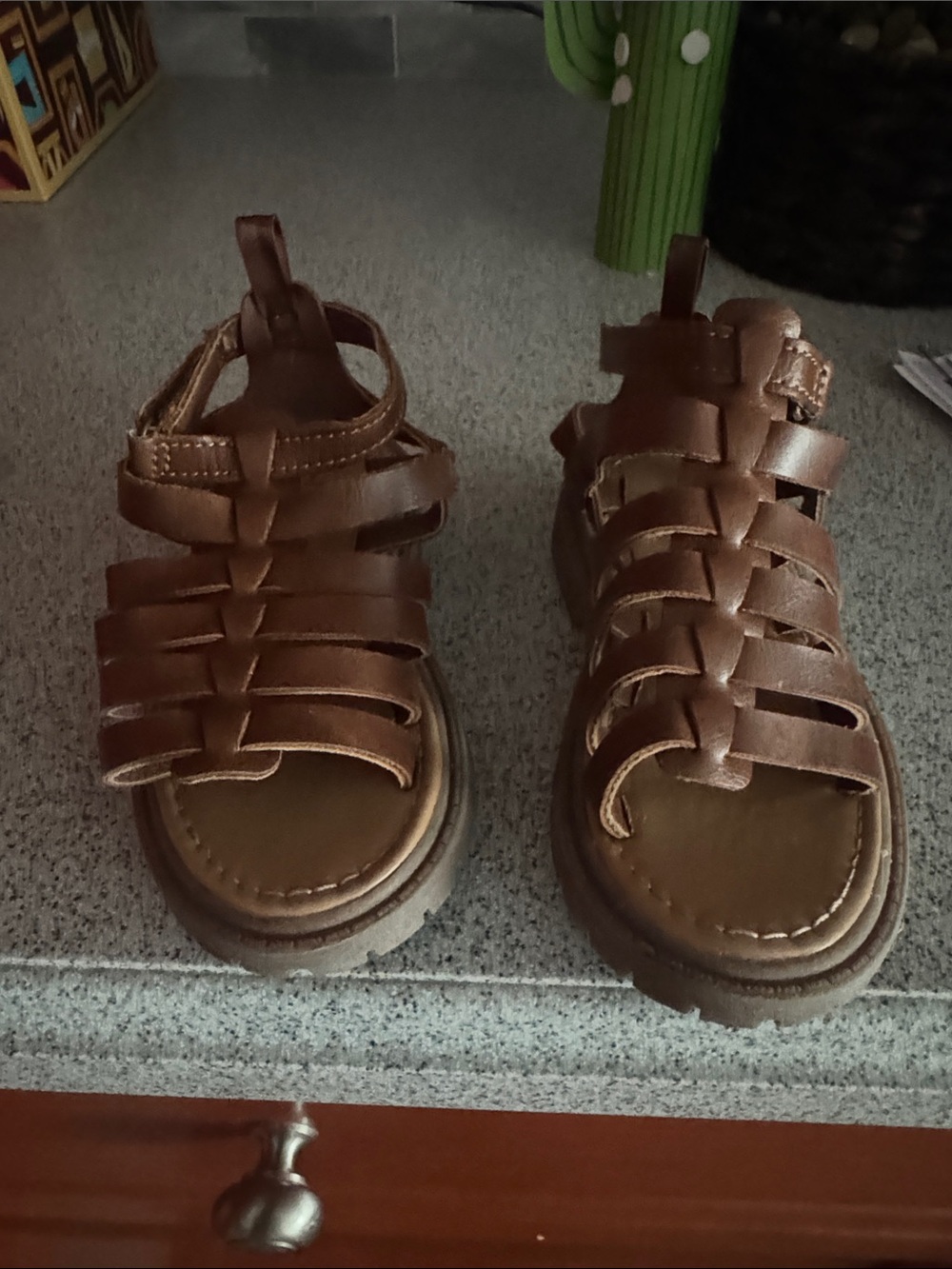 Carter's Brown Kids Leather Fisherman Sandals